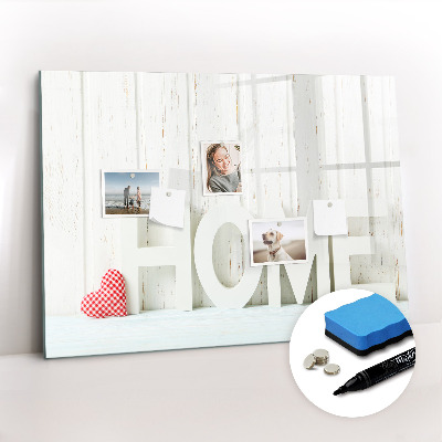 Beschrijfbaar magneetbord van glas met design Het opschrift "huis"