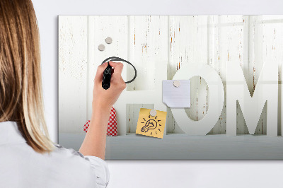 Beschrijfbaar magneetbord van glas met design Het opschrift "huis"