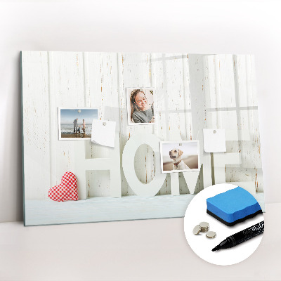 Beschrijfbaar magneetbord van glas met design Het opschrift "huis"