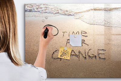 Magnetisch planbord voor de muur van bedrukt glas Strandcitaat
