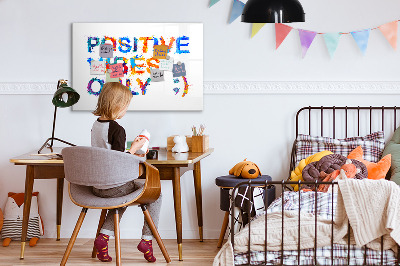 Beschrijfbaar magneetbord van glas met design Positief citaat