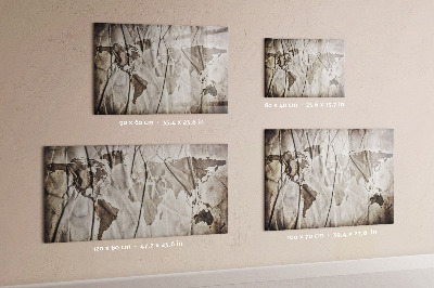 Beschrijfbaar magneetbord van glas met design Wereldkaartpatroon