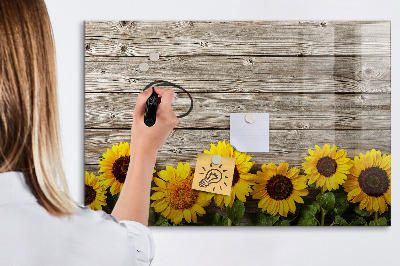Magnetisch planbord voor de muur van bedrukt glas Zonnebloemen