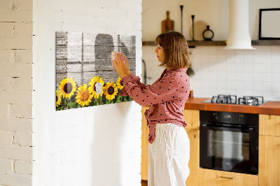 Magnetisch planbord voor de muur van bedrukt glas Zonnebloemen