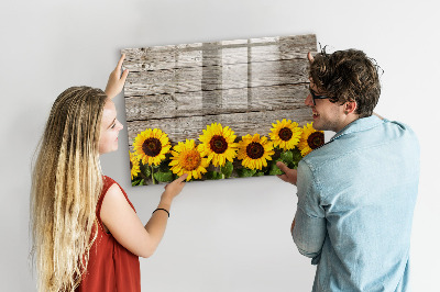Magnetisch planbord voor de muur van bedrukt glas Zonnebloemen