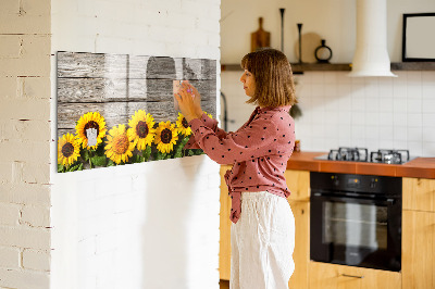 Magnetisch planbord voor de muur van bedrukt glas Zonnebloemen