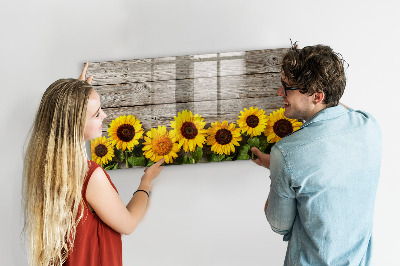 Magnetisch planbord voor de muur van bedrukt glas Zonnebloemen