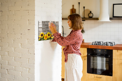 Magnetisch planbord voor de muur van bedrukt glas Zonnebloemen
