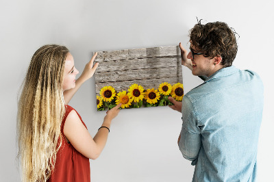 Magnetisch planbord voor de muur van bedrukt glas Zonnebloemen