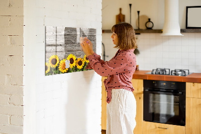 Magnetisch planbord voor de muur van bedrukt glas Zonnebloemen