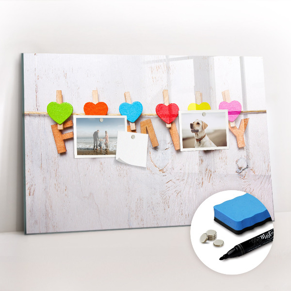 Uitwisbaar glazen planbord met magnetische functie De inscriptiefamilie