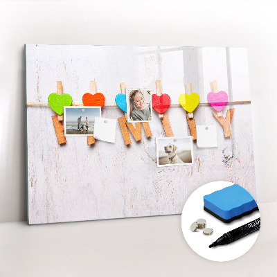 Uitwisbaar glazen planbord met magnetische functie De inscriptiefamilie