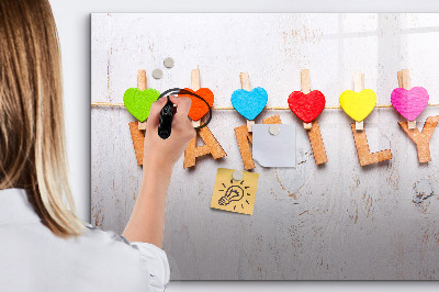 Uitwisbaar glazen planbord met magnetische functie De inscriptiefamilie