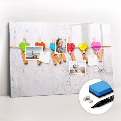 Uitwisbaar glazen planbord met magnetische functie De inscriptiefamilie
