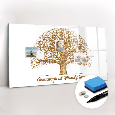 Beschrijfbaar magneetbord van glas met design Oude stamboom