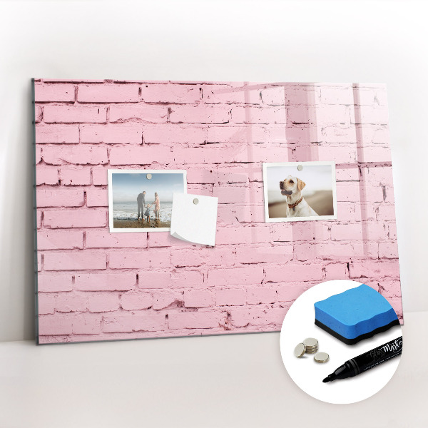 Beschrijfbaar magneetbord van glas met design Bakstenen muur