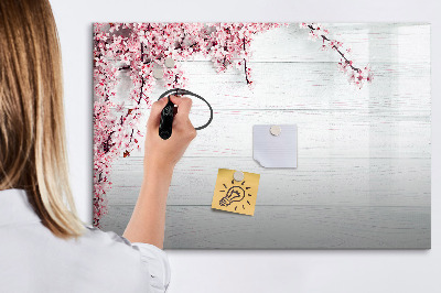 Magnetisch planbord voor de muur van bedrukt glas Lentebloemen