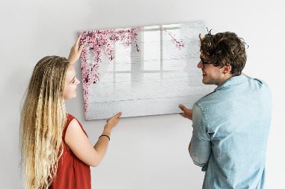 Magnetisch planbord voor de muur van bedrukt glas Lentebloemen