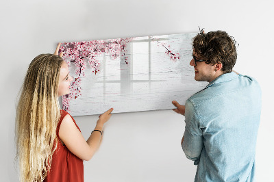 Magnetisch planbord voor de muur van bedrukt glas Lentebloemen