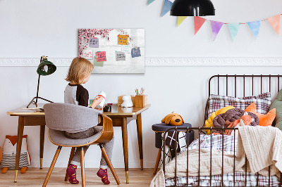 Magnetisch planbord voor de muur van bedrukt glas Lentebloemen
