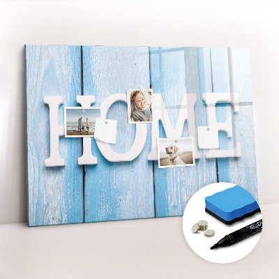 Uitwisbaar glazen planbord met magnetische functie Het opschrift "huis"