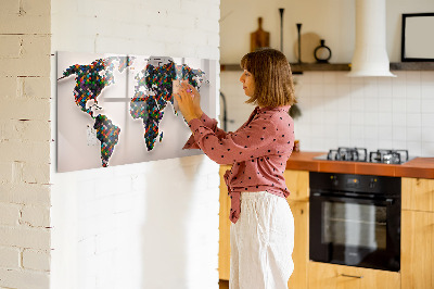 Uitwisbaar glazen planbord met magnetische functie Abstracte wereldkaart