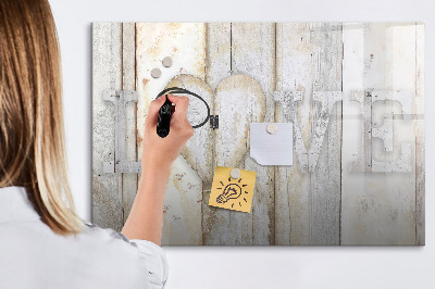 Uitwisbaar glazen planbord met magnetische functie Het opschrift liefde
