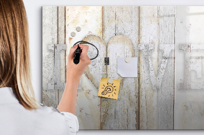 Uitwisbaar glazen planbord met magnetische functie Het opschrift liefde