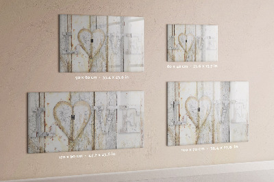 Uitwisbaar glazen planbord met magnetische functie Het opschrift liefde