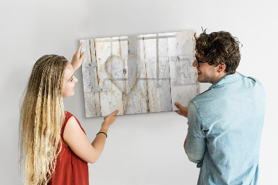 Uitwisbaar glazen planbord met magnetische functie Het opschrift liefde