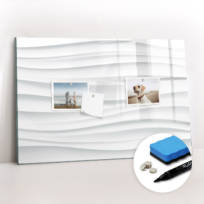 Beschrijfbaar magneetbord van glas met design Golven textuur
