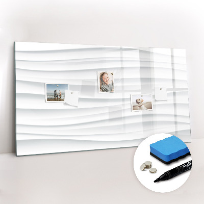 Beschrijfbaar magneetbord van glas met design Golven textuur