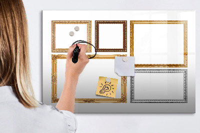 Uitwisbaar glazen planbord met magnetische functie Gouden lijst