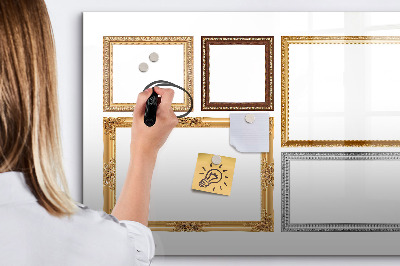 Uitwisbaar glazen planbord met magnetische functie Gouden lijst