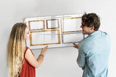 Uitwisbaar glazen planbord met magnetische functie Gouden lijst