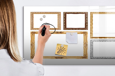 Uitwisbaar glazen planbord met magnetische functie Gouden lijst