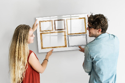 Uitwisbaar glazen planbord met magnetische functie Gouden lijst