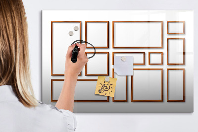 Uitwisbaar glazen planbord met magnetische functie Houten frame