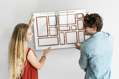 Uitwisbaar glazen planbord met magnetische functie Houten frame