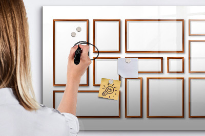 Uitwisbaar glazen planbord met magnetische functie Houten frame