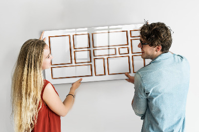 Uitwisbaar glazen planbord met magnetische functie Houten frame