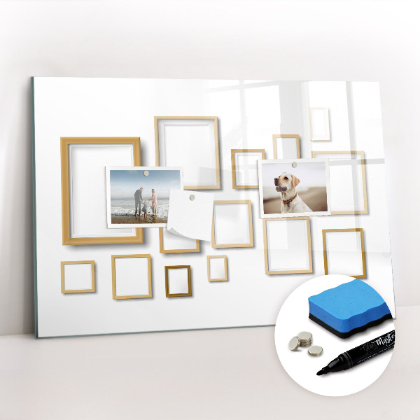 Magnetisch planbord voor de muur van bedrukt glas Houten kozijnen