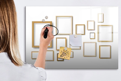 Magnetisch planbord voor de muur van bedrukt glas Houten kozijnen