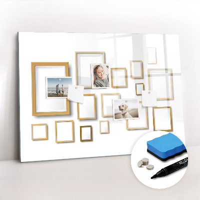 Magnetisch planbord voor de muur van bedrukt glas Houten kozijnen