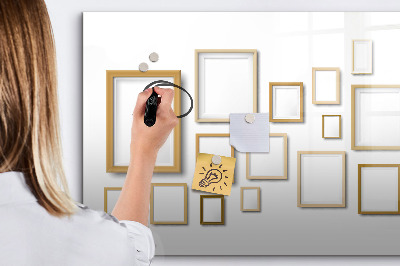 Magnetisch planbord voor de muur van bedrukt glas Houten kozijnen