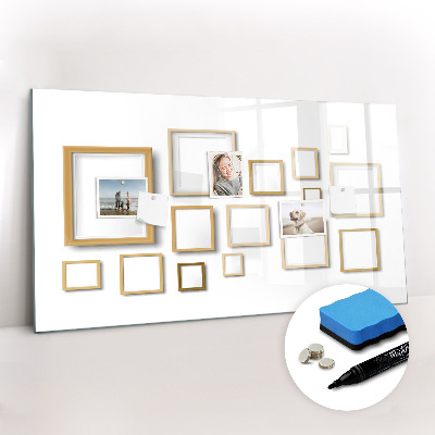 Magnetisch planbord voor de muur van bedrukt glas Houten kozijnen