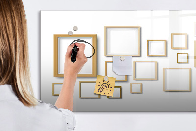 Magnetisch planbord voor de muur van bedrukt glas Houten kozijnen