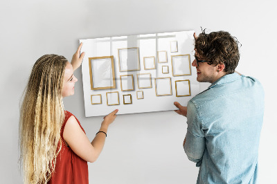 Magnetisch planbord voor de muur van bedrukt glas Houten kozijnen