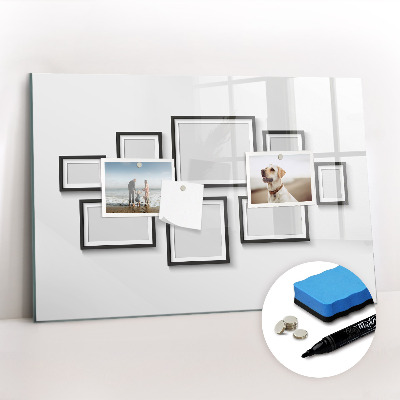 Uitwisbaar glazen planbord met magnetische functie Zwart frame