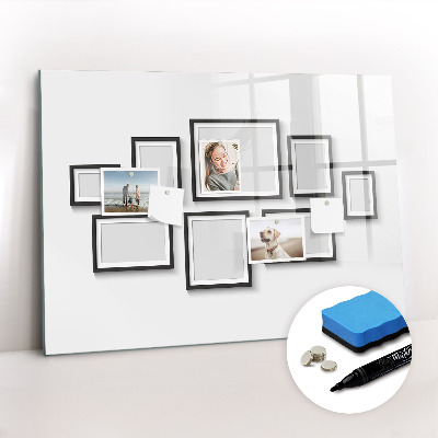 Uitwisbaar glazen planbord met magnetische functie Zwart frame